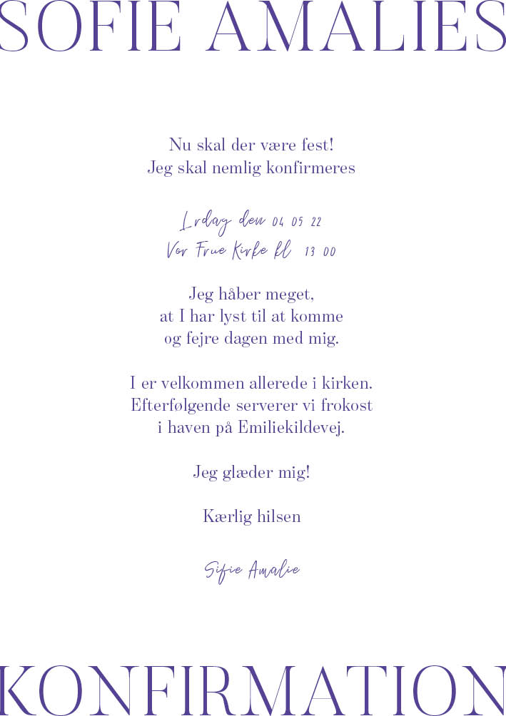 Pige - Sofie Amalie Konfirmation